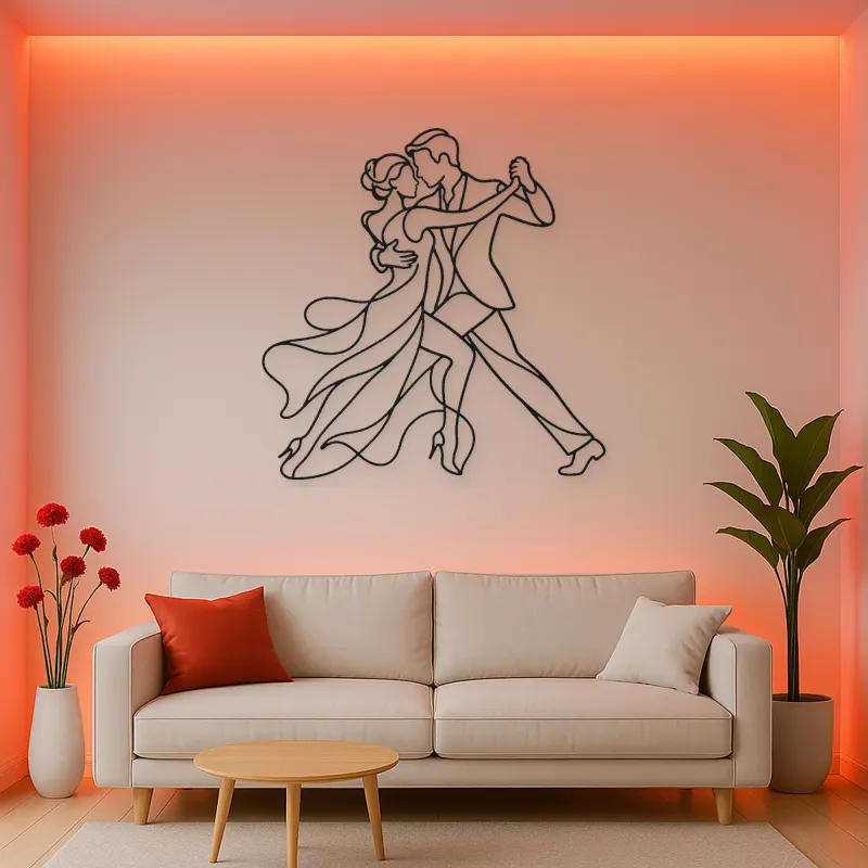 Tango Close Embrace Metal Wall Art | Couple Dance Wall Decor