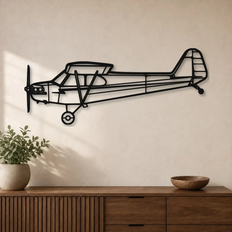 Silhouette en métal d'avion J-3 Cub, Décoration murale en métal, Décor aéronautique, Décor d'aviation
