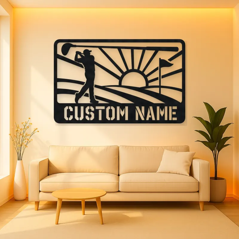 Personalized Golf Swing Metal Wall Art with Fairway