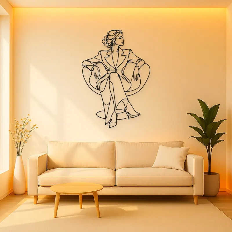 Seated Couture Pose Metal Wall Art | Fashion Figure Wall Decor