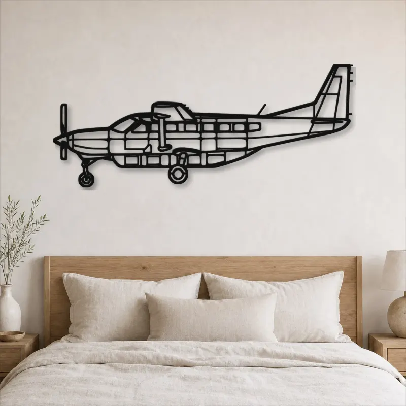 Silhouette en métal d'avion 208 Caravan, décoration murale en métal, décoration aéronautique, cadeau pour pilote