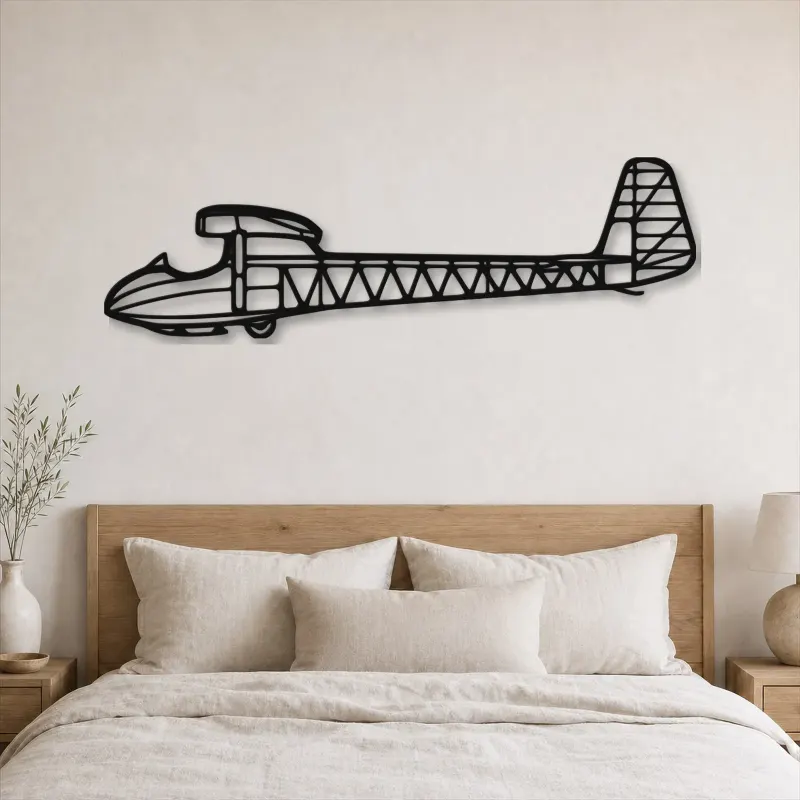Silhouette d'avion T.21B Sedbergh en métal, Décoration murale en métal, Décor aéronautique, Décor d'aviation