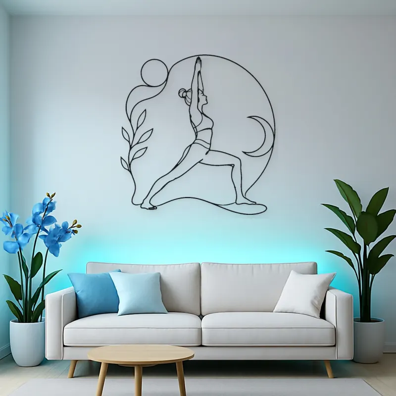 Warrior One Strength Metal Wall Art | Yoga and Meditation Wall Decor