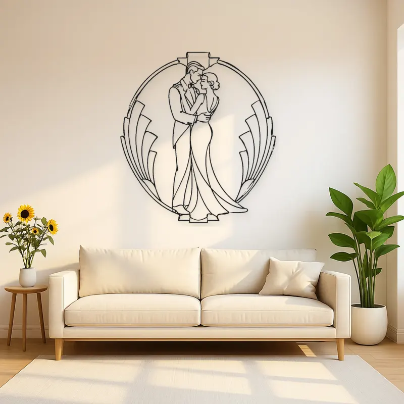 Art Deco Couple Metal Wall Art | Romantic Couple Decor