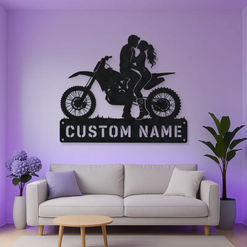 Personalized Dirt Bike Couple Metal Wall Art