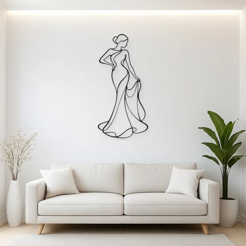 Standing Drape Twist Metal Wall Art | Feminine Figure Wall Decor