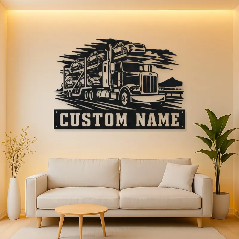 Personalized Car Carrier Semi Truck Metal Wall Art