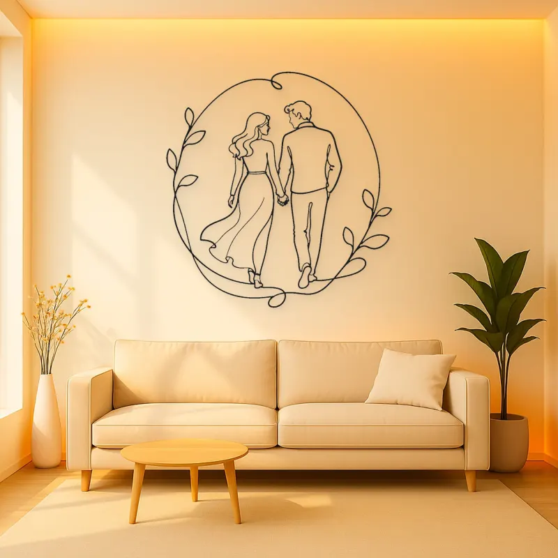 Holding Hands Walk Metal Wall Art | Romantic Couple Decor