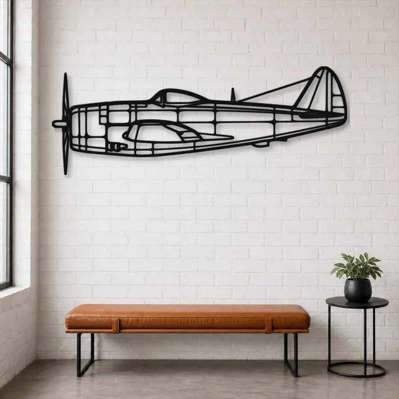 Silhouette d'avion en métal P-47D, décoration murale aéronautique