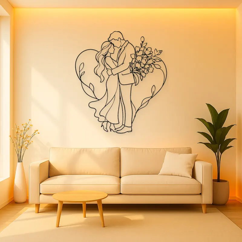 Flower Gift Lovers Metal Wall Art | Romantic Couple Decor
