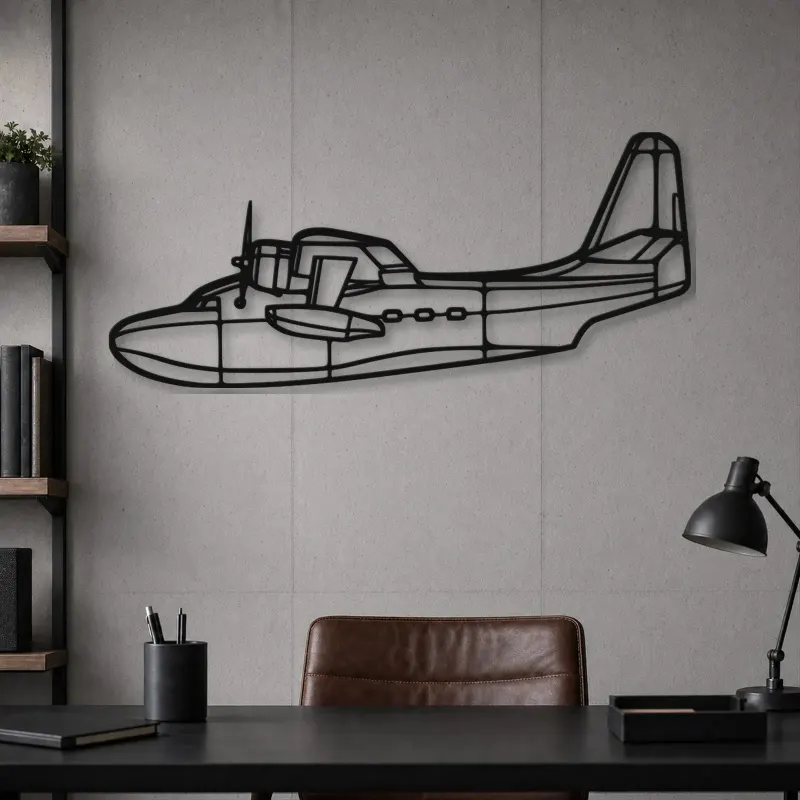 Insegna in metallo silhouette aereo HU-16B Albatross, Silhouette di aerei in metallo, Decorazione murale aviatore