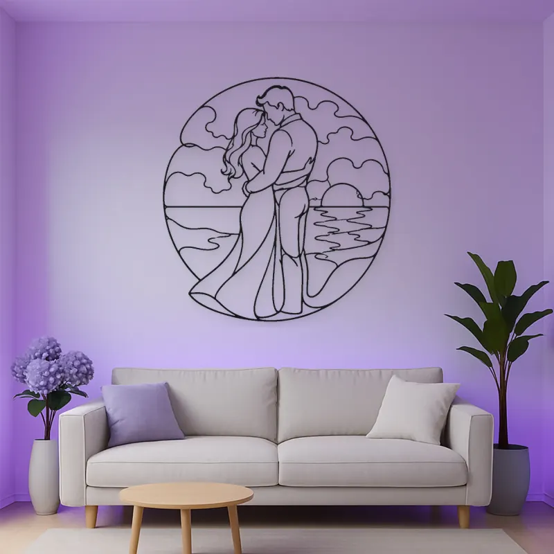 Sunset Hug Couple Metal Wall Art | Romantic Couple Decor