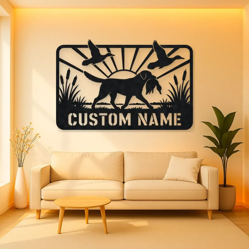 Personalized Retriever Duck Hunting Metal Wall Art
