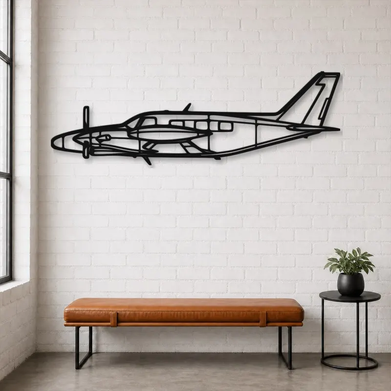 Silhouette d'avion PA-31T Cheyenne en métal, Décoration murale en métal, Décor aéronautique, Décor d'aviation
