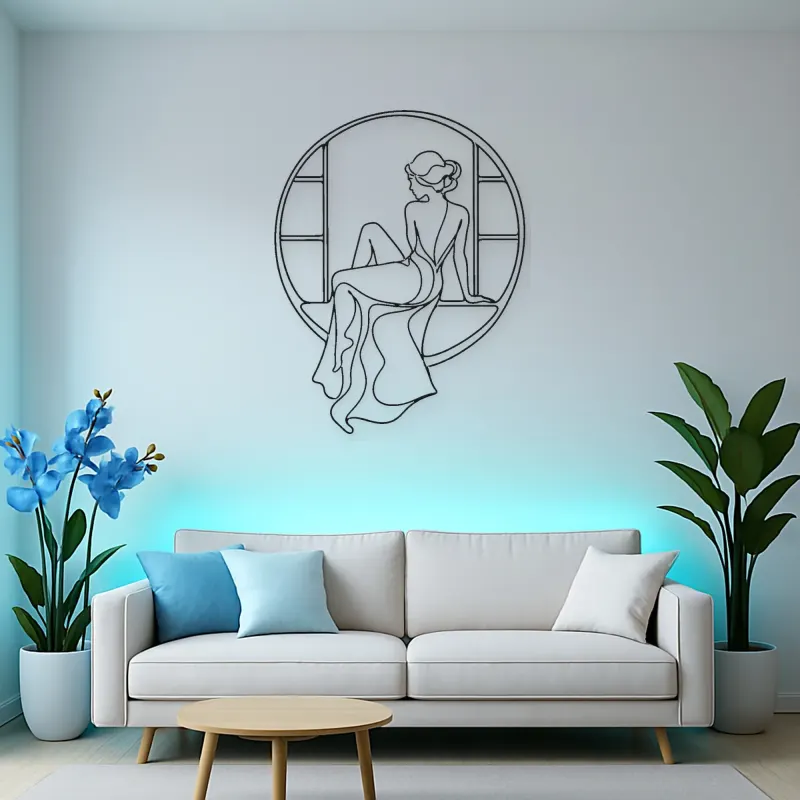 Quiet Window Muse Metal Wall Art | Feminine Figure Wall Decor