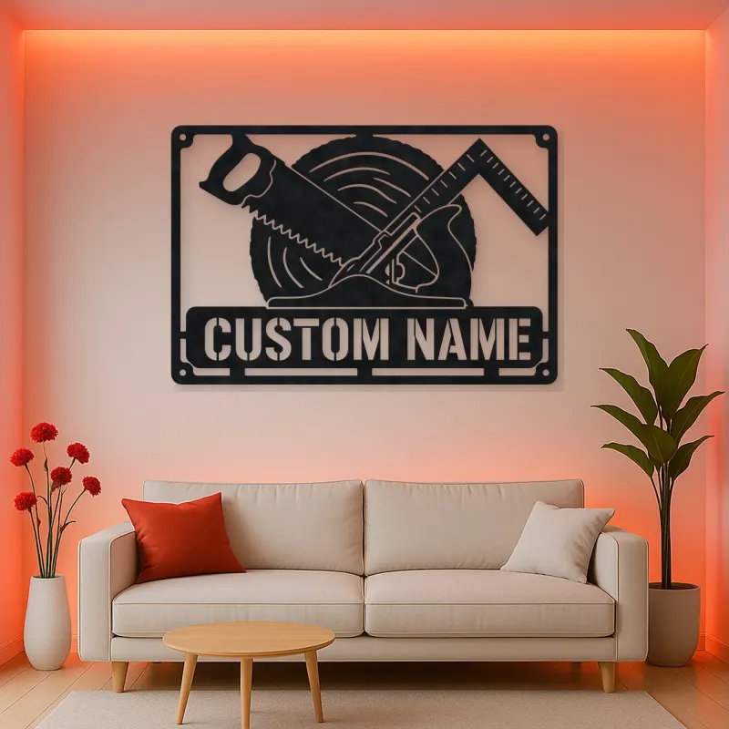 Personalized Carpenter Tools Metal Wall Art with Saw Blade