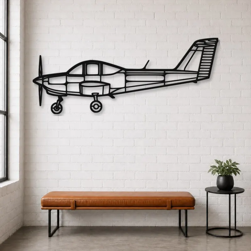 Insegna in metallo silhouette dell'aereo PA-38 Tomahawk, Silhouette di aerei in metallo, Decorazione da parete di aviazione, Decorazione per aviatori