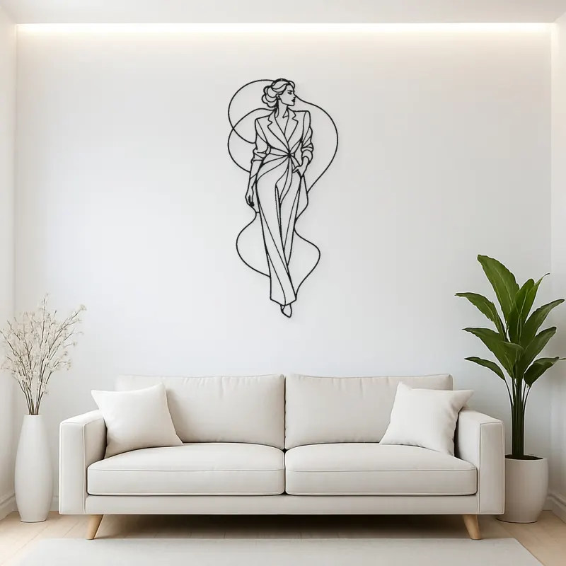 Sleek Fitted Outfit Metal Wall Art | Fashion Figure Wall Decor
