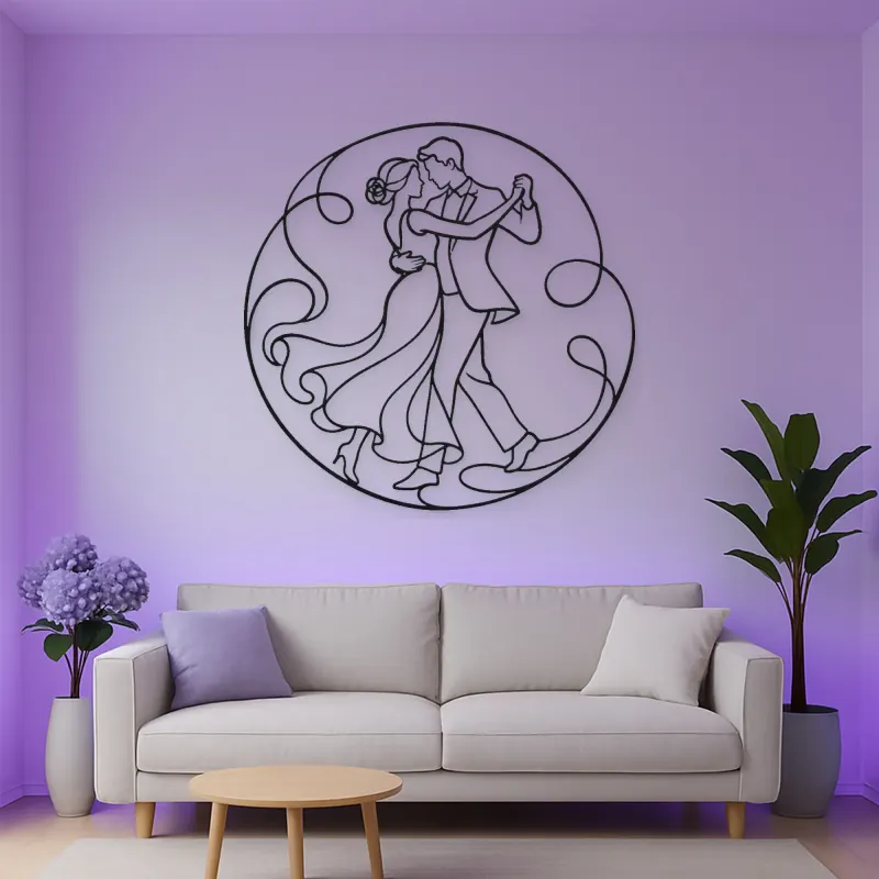 Gentle Spin Couple Metal Wall Art | Romantic Couple Decor