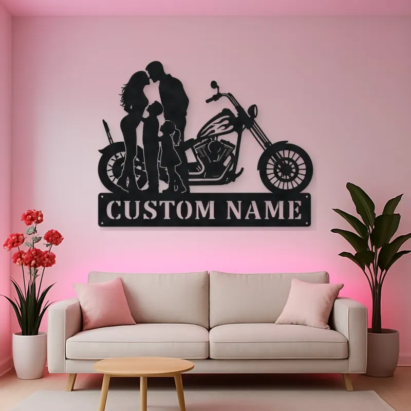 Personalized Chopper Family of Four Metal Wall Art