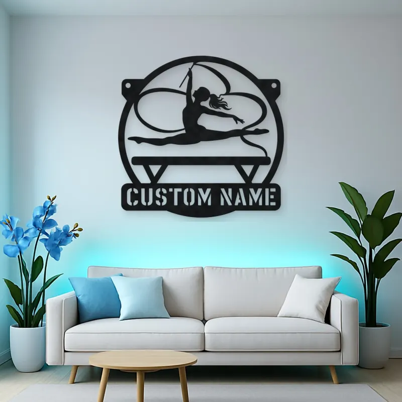 Personalized Rhythmic Gymnast Metal Wall Art with Ribbon