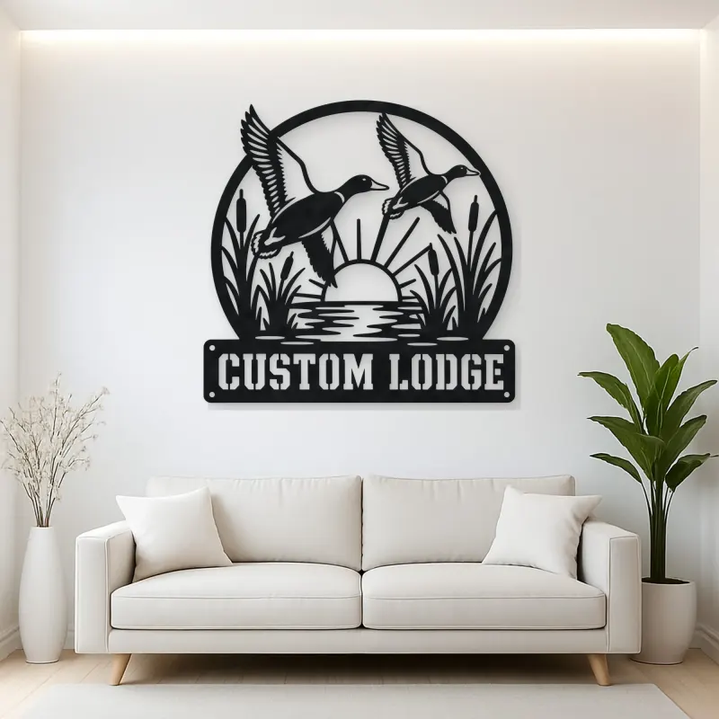 Personalized Flying Ducks Metal Wall Art for Hunting Lodge