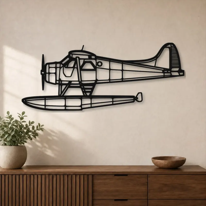 Silhouette d'avion DHC-2 MK III Turbo Beaver en métal, Décoration murale aéronautique