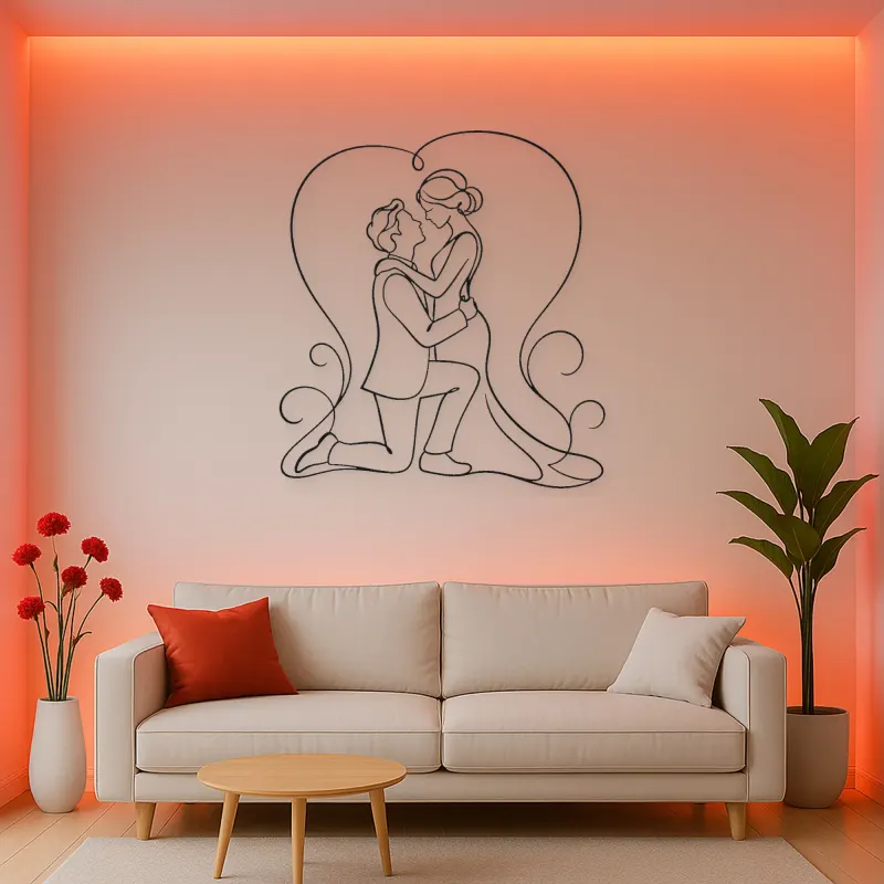 Proposal Kneel Pair Metal Wall Art | Romantic Couple Decor