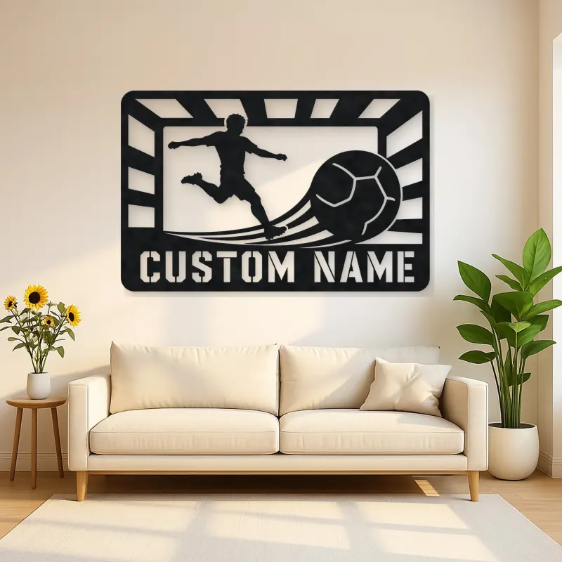 Personalized Soccer Player Metal Wall Art with Stadium