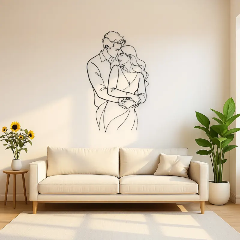 Back Hug Lovers Metal Wall Art | Romantic Couple Decor