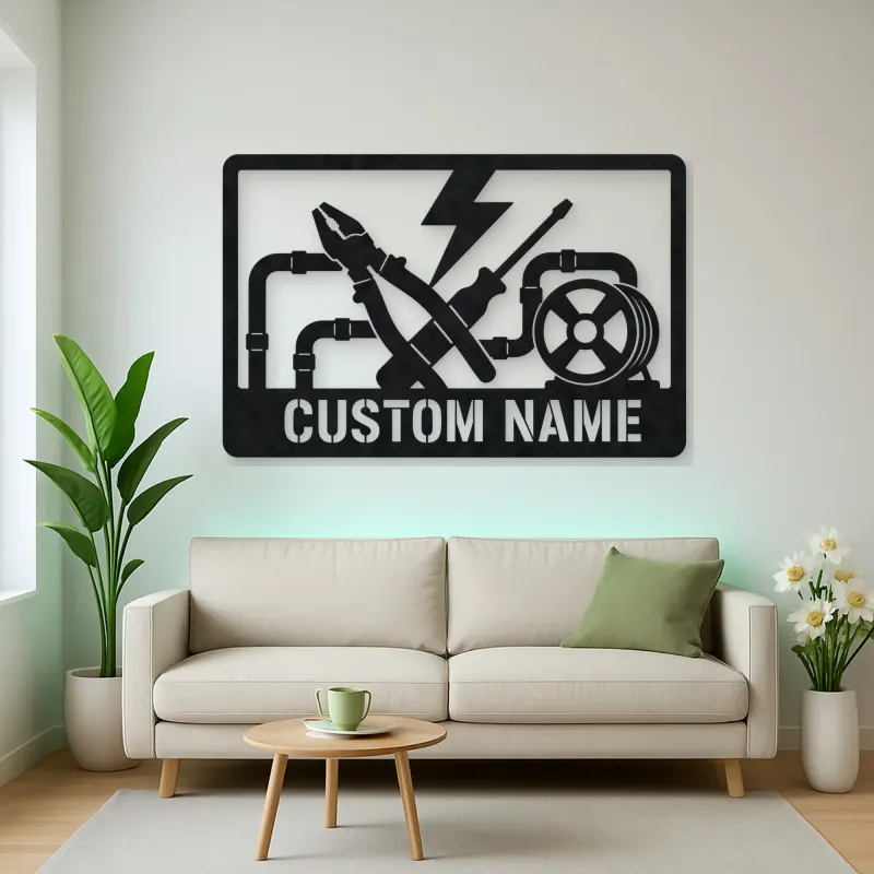 Personalized Electrician Tools Metal Wall Art