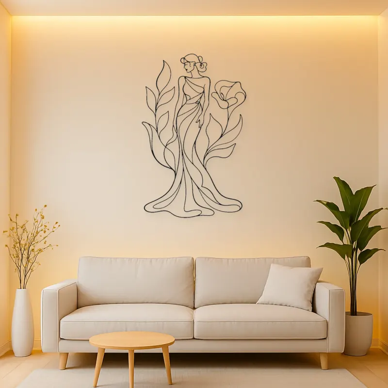 Botanical Gown Muse Metal Wall Art | Botanical Woman Wall Decor