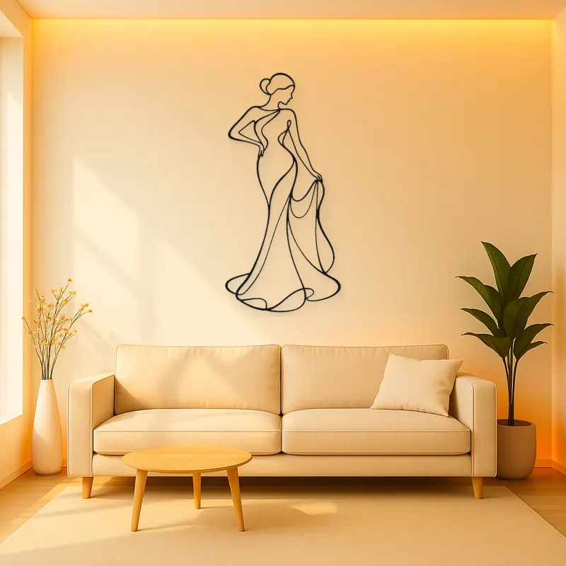 Standing Drape Twist Metal Wall Art | Feminine Figure Wall Decor