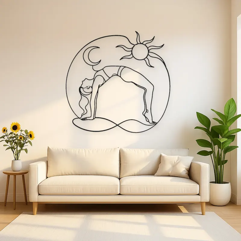 Wheel Pose Energy Metal Wall Art | Yoga and Meditation Wall Decor