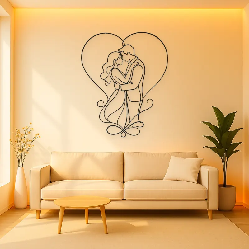 Heart Frame Lovers Metal Wall Art | Romantic Couple Decor