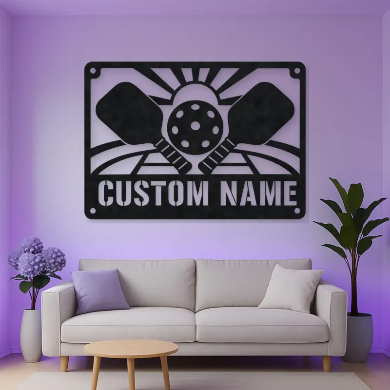 Personalized Pickleball Metal Wall Art with Sunrise Court