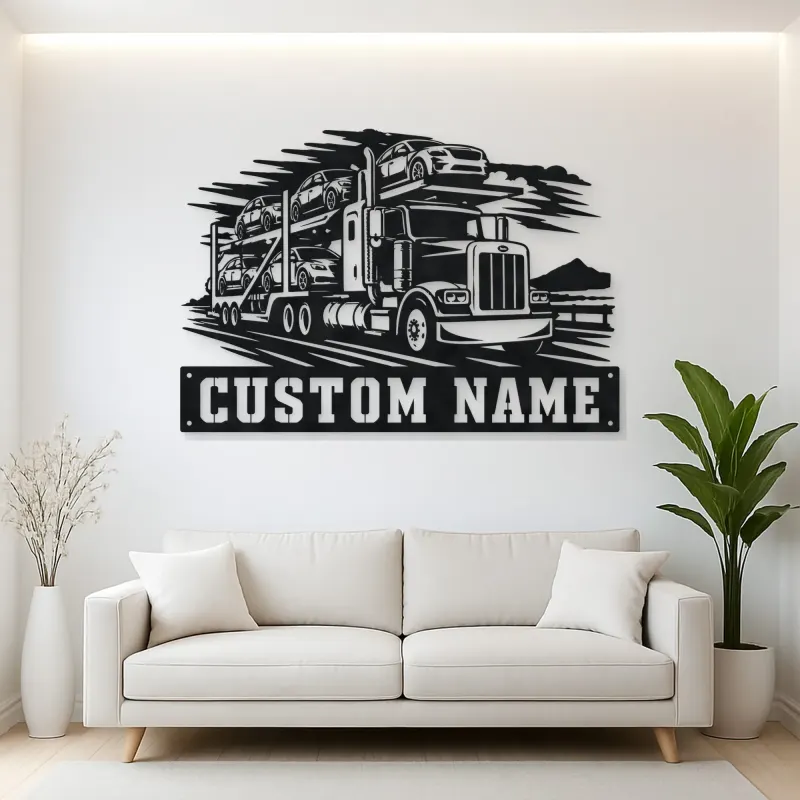 Personalized Car Carrier Semi Truck Metal Wall Art