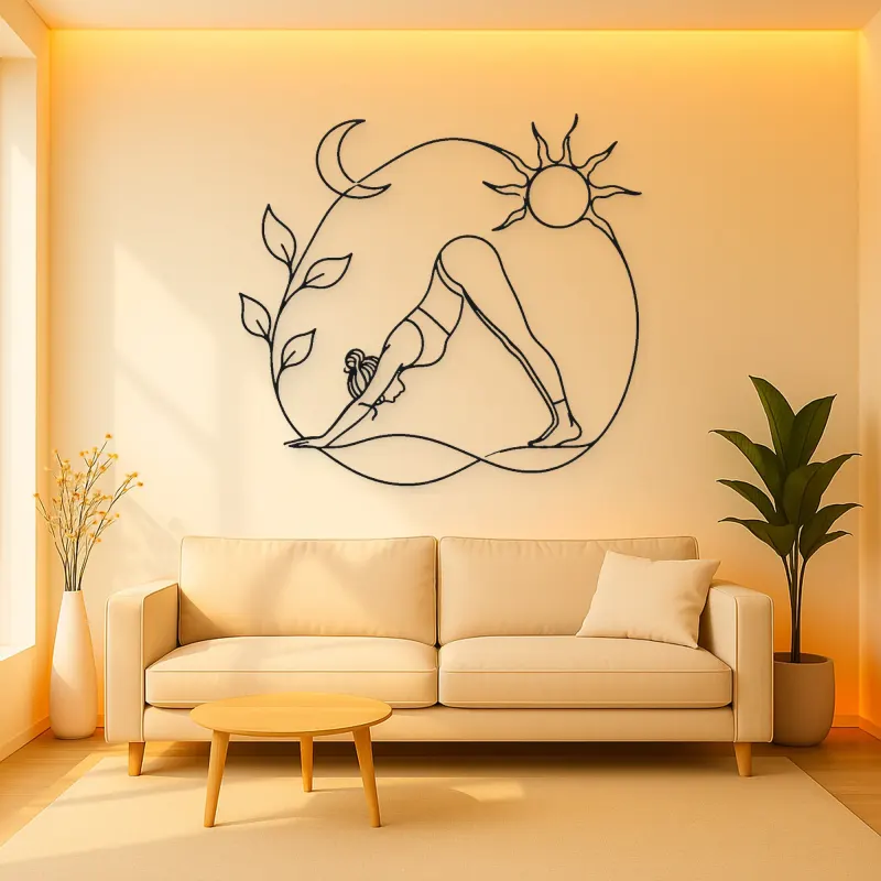 Downward Dog Line Metal Wall Art | Yoga and Meditation Wall Decor