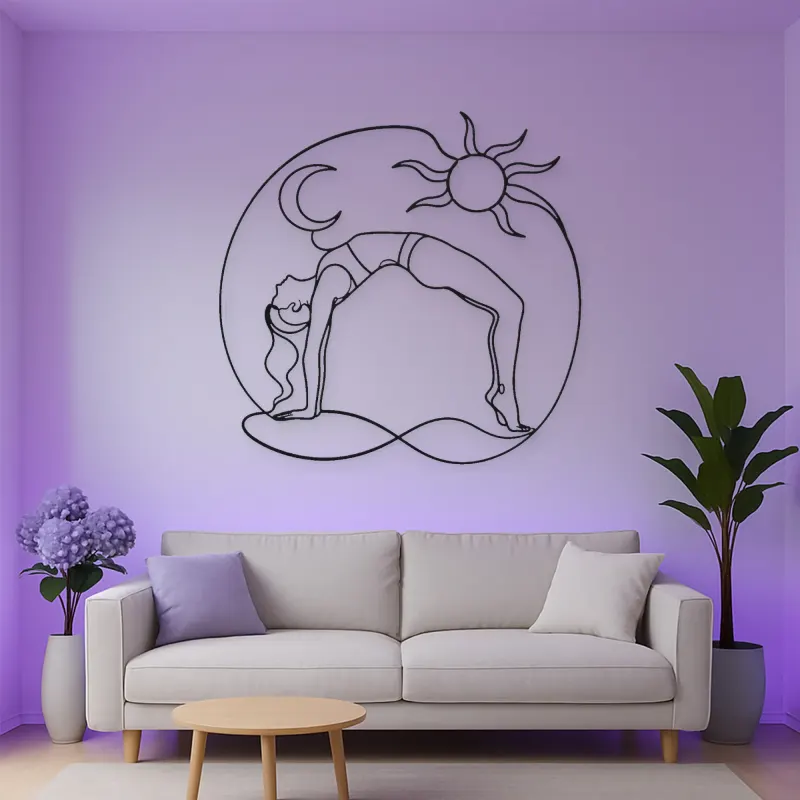 Wheel Pose Energy Metal Wall Art | Yoga and Meditation Wall Decor