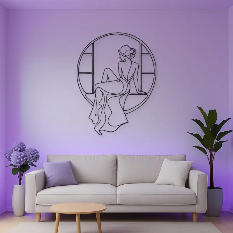 Quiet Window Muse Metal Wall Art | Feminine Figure Wall Decor