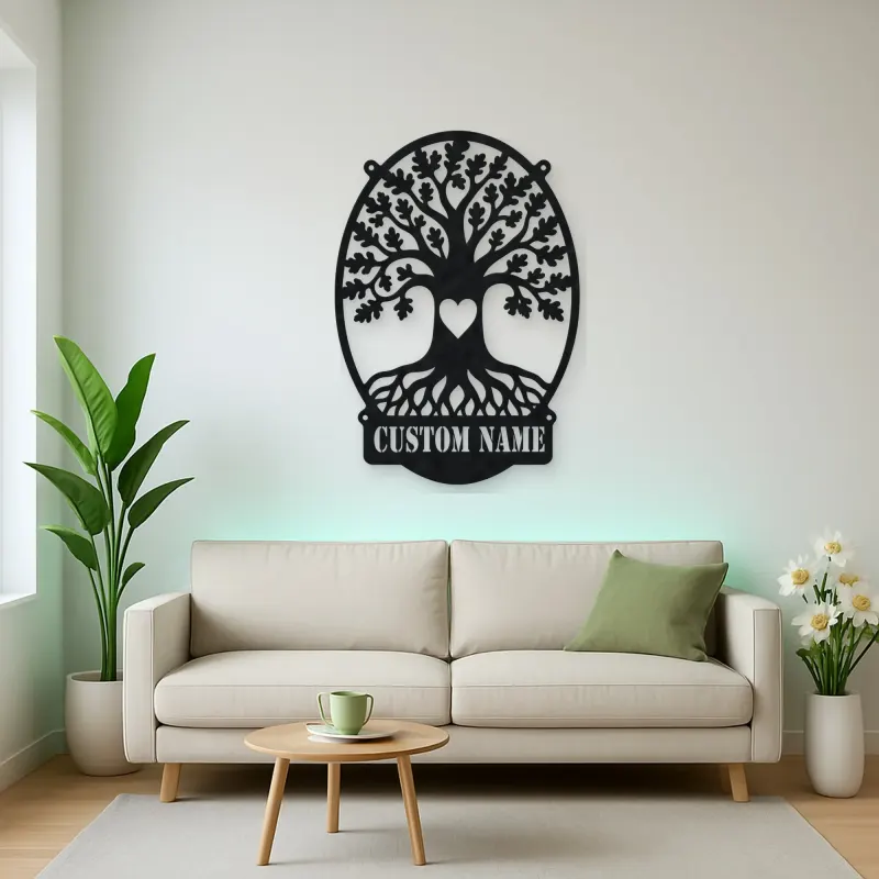 Personalized Oak Tree Metal Wall Art with Heart