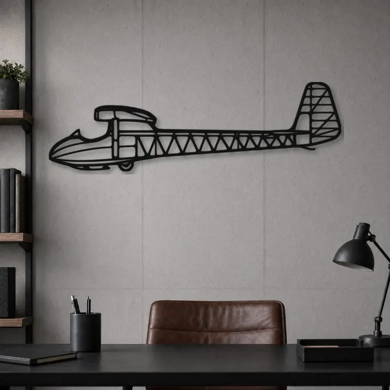 Silhouette d'avion T.21B Sedbergh en métal, Décoration murale en métal, Décor aéronautique, Décor d'aviation