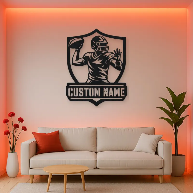 Personalized Quarterback Passing Shield Metal Wall Art
