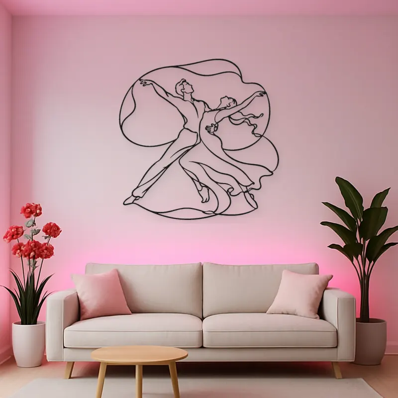 Contemporary Duet Curve Metal Wall Art | Couple Dance Wall Decor