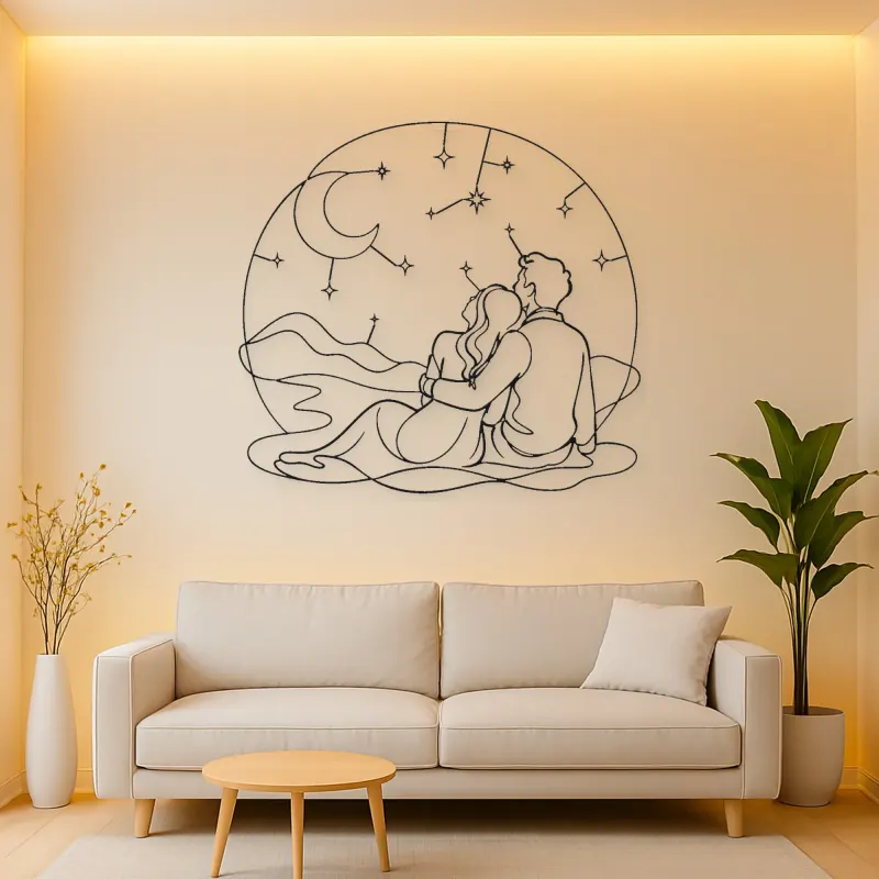 Stargazing Lovers Metal Wall Art | Romantic Couple Decor