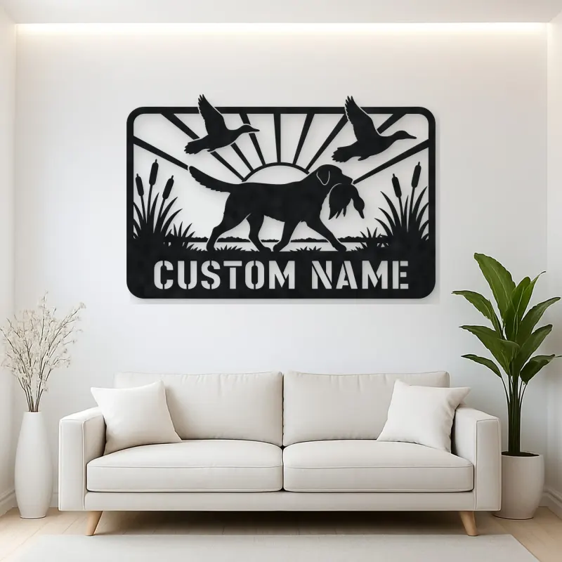 Personalized Retriever Duck Hunting Metal Wall Art