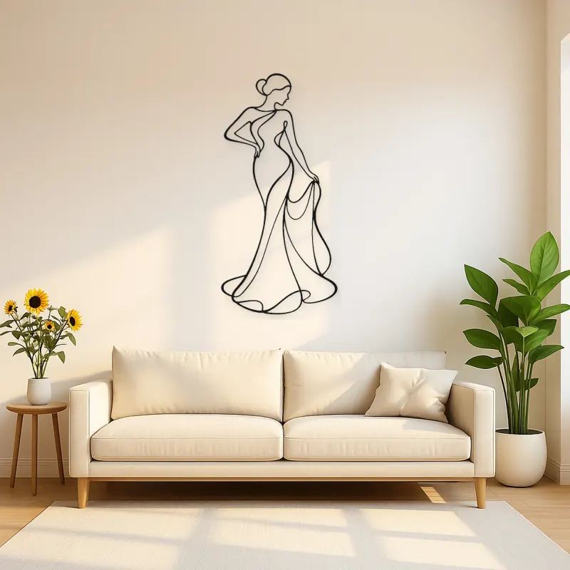 Standing Drape Twist Metal Wall Art | Feminine Figure Wall Decor