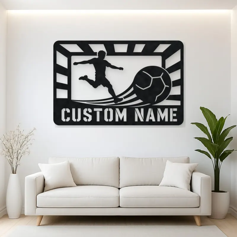 Personalized Soccer Player Metal Wall Art with Stadium