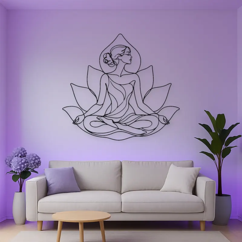 Lotus Seated Muse Metal Wall Art | Yoga and Meditation Wall Decor
