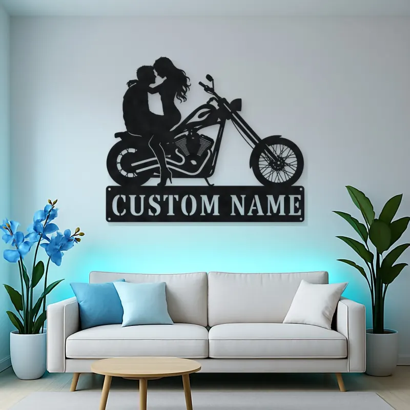 Personalized Chopper Couple Metal Wall Art